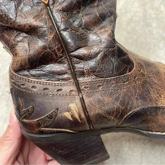 Ariat Dahlia Distressed Snip Toe Brown Leather Cowgirl Western Boots Size 7.5B - Picture 17 of 17